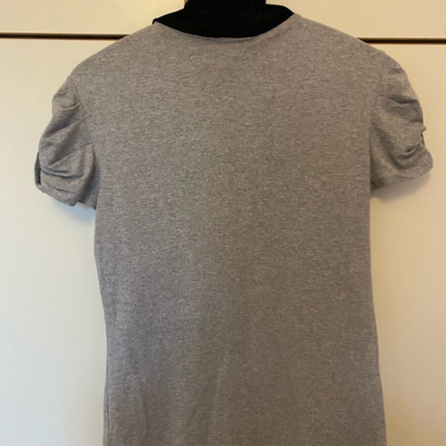 Lussile blouse like new with turtleneck and velour details, black and gray, size S