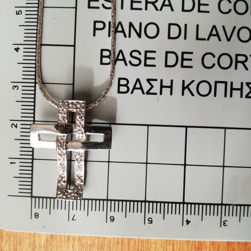 Silver 925 cross with white zircons and silver chain like new