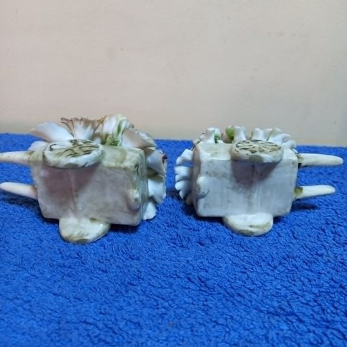 Capodimonte porcelain flower carts set used with hand-painted details