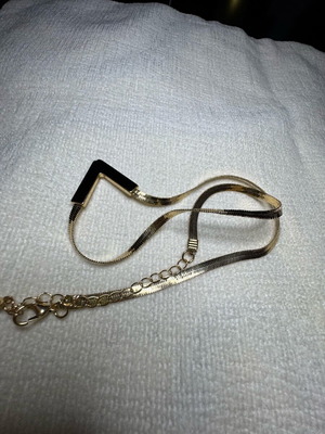 Necklace gold color with black V new