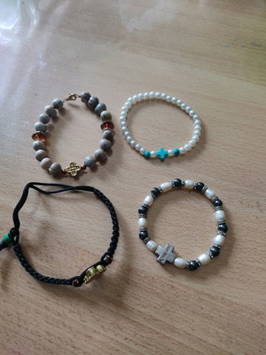 Bracelets with cross like new, set of 4 multicolor