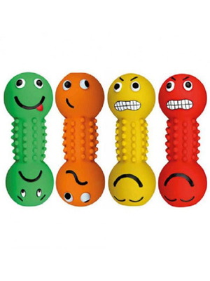 Trixie Smiley Dumbbell Toy 19cm latex with sound, green and yellow