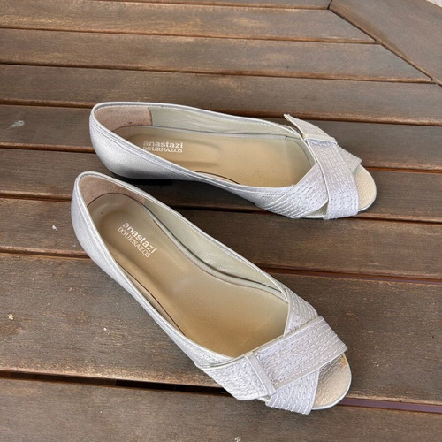 Flat leather sandals Anastasi Bournazos silver new size 39