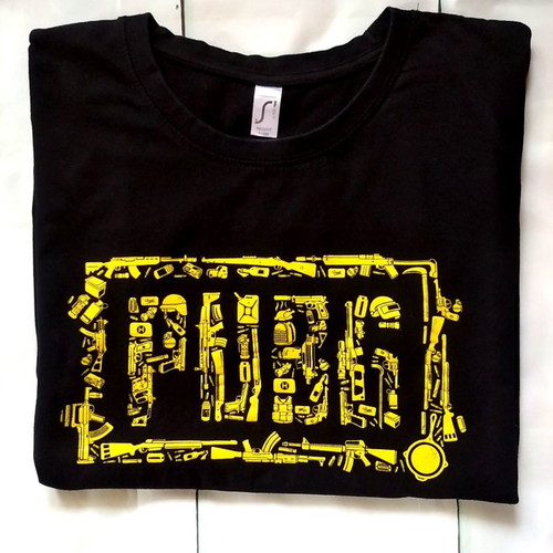 XBOX PUBG T-shirt, Regent Gaya, cotton, size XL fitting L, black and yellow