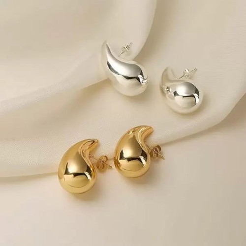 Gold Drop Earrings Medium 3cm Stainless Steel New