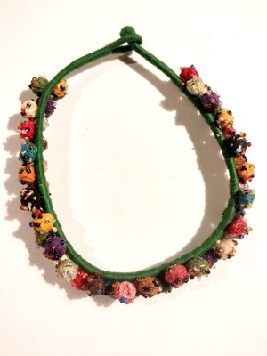 Boho choker new with wool elements and colorful beads