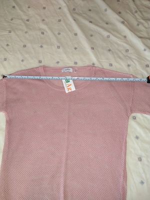 Pink knitted blouse new, round neck, 3/4 sleeves