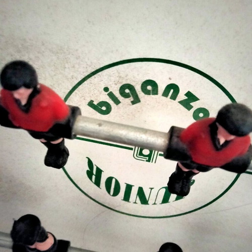 Vintage Biganzoli Junior foosball table used, 1970s-80s, made in Italy