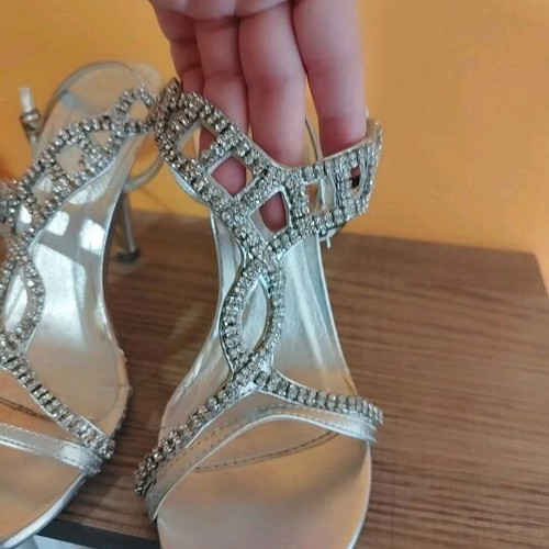 Silver sandals with rhinestones size 36 used, Why Not brand