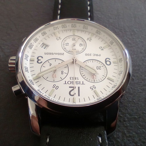 Tissot PRC 200 Chronograph men's watch like new, white and silver