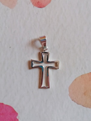 Silver 925 Cross Pendant New, Polished Outline