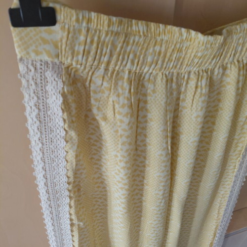 Hoss Intropia Wide-Leg Pants New, Yellow Viscose and Lace S/M 36