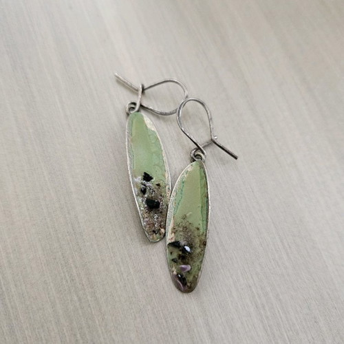 Dangling earrings used, handmade from surgical steel