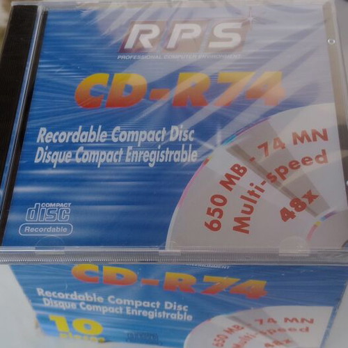 RPS CD-R 74 minutes pack of 10 new, 650 MB, multi-speed 48x
