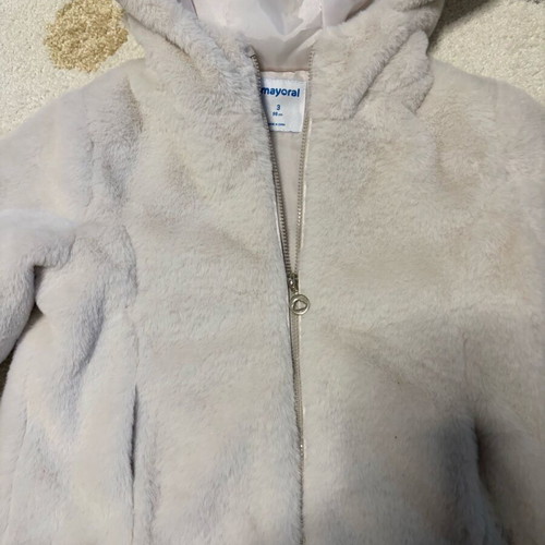 Mayoral fur coat and Alouette blouse like new, white