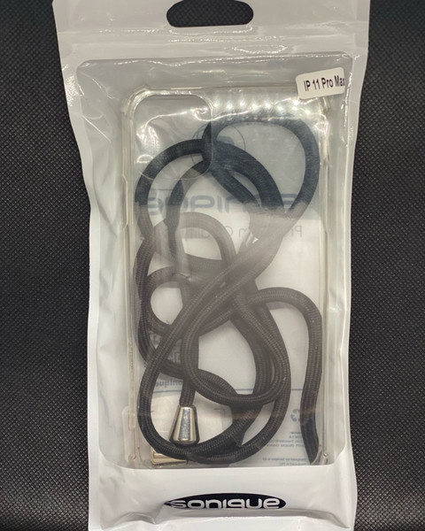 iPhone 11 Pro Max Θήκη σιλικόνης με Κορδόνι Μαύρο