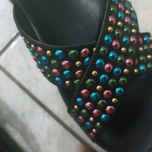 Liu Jo sandals new, black with colorful crisscross strap