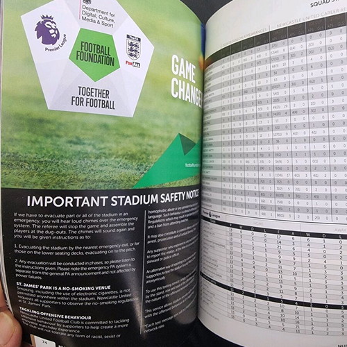 Newcastle United - Manchester City match program used
