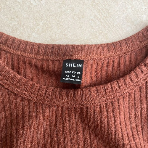 Shein ribbed crop top XS like new, brown terracotta