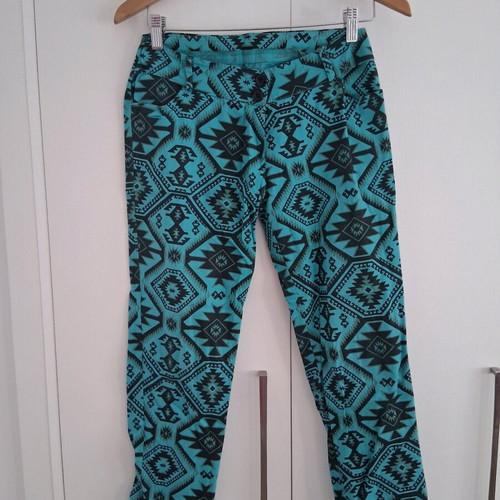 Slim pants like new, size M 38 10, white and turquoise