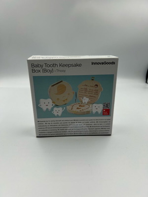 Baby Tooth Keepsake Box for Boy, Wood, New