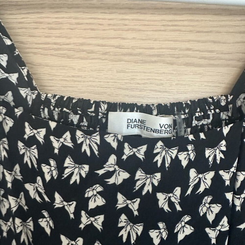 Diane von Furstenberg Joanna φόρεμα μαύρο και μπεζ με σχέδιο φιόγκων σαν καινούργιο