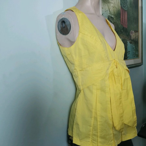 Red Valentino top new yellow with bow and pleats