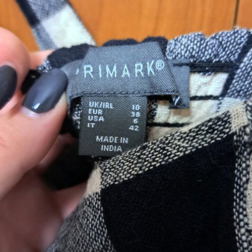 Primark Checked Fitted Dress used, size M, black and white