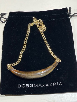 BCBG Gold Plated Necklace New with Central Bone Motif