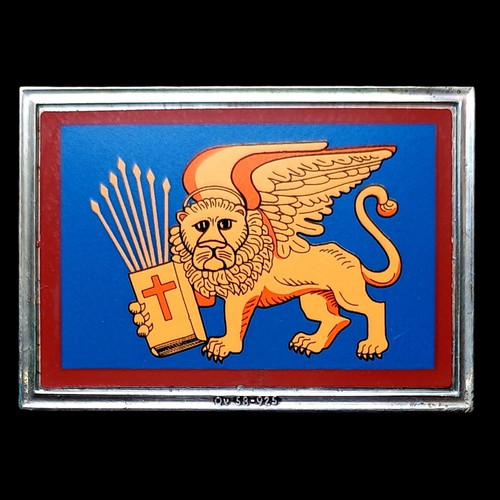 Silver rod 0.925 with colored screen print of Septinsular Republic flag like new