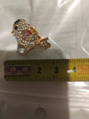 Bird brooch with rhinestones 3cm new