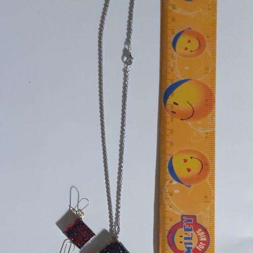 Set of 4 handmade jewelry sets with heart and square shapes, multicolor