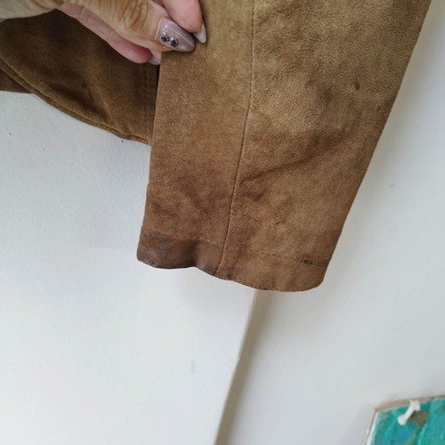 Beige leather jacket used, size M