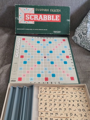 Scrabble Greek Edition board game vintage 1980s used