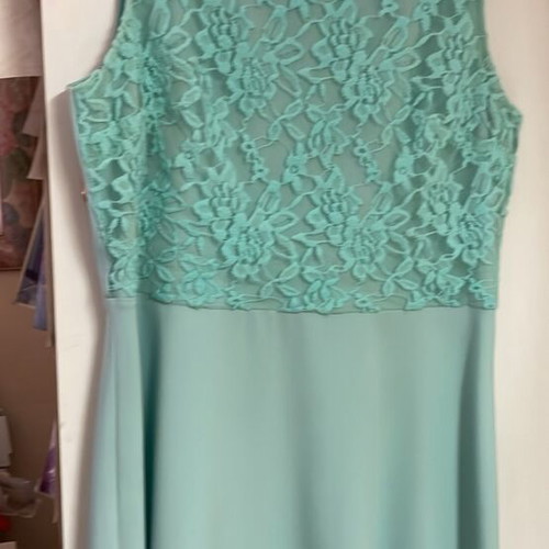Enzzo turquoise dress with cotton lace bust, medium