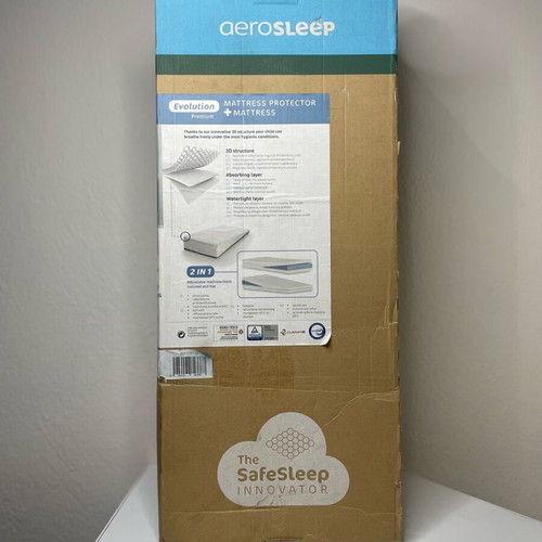 AeroSleep Evolution Premium crib mattress and protector set 120x60x12cm new