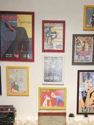Set of vintage artistic frames with retro cinema and art posters