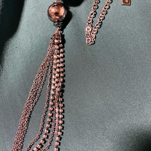 Pennyblack necklace like new with green stones and silver chain