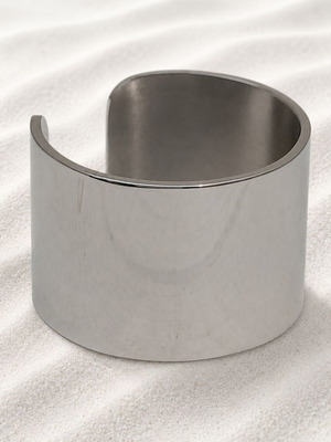 Open Stainless Steel Bracelet Size 54 New, Silver