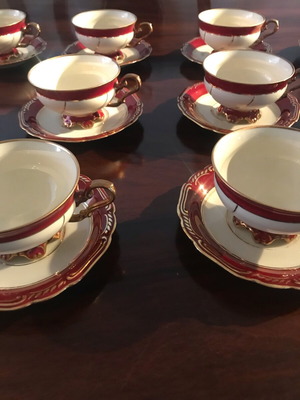 Vintage set of 12 Jaeger & Co. Bavaria cups and saucers used