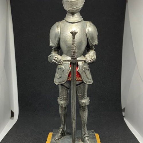 Knight statue used with 16th century Spanish armor, cast metal