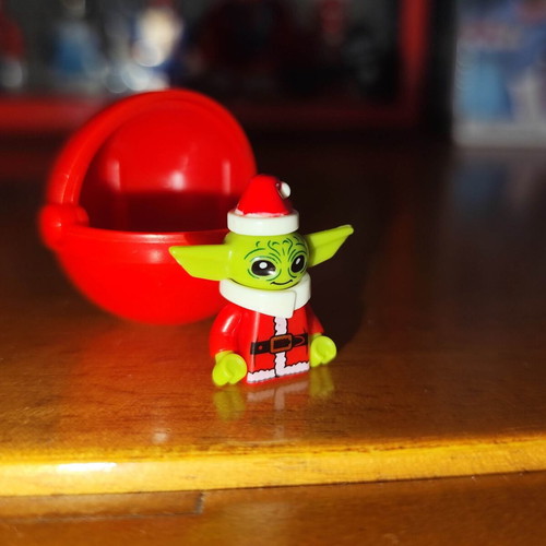 Santa Grogu Star Wars figure like new with red hover pram