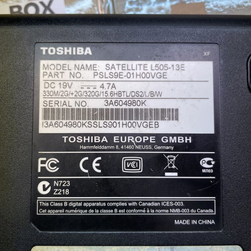 Toshiba Satellite L505-13E laptop 15.6 inch Windows 10 Pro