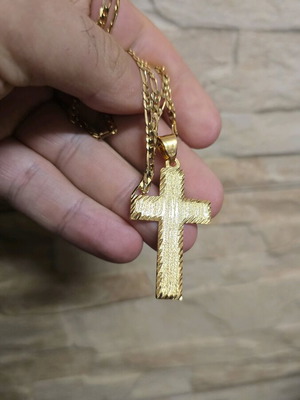 18K Χρυσό Επιχρυσωμένο Χιαστί Χρυσό Σταυρός Εγχαραγμένος 60εκ