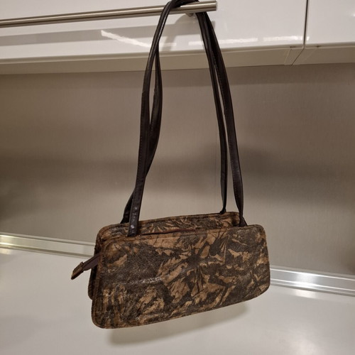 Vintage Jianni Lesal shoulder bag used, velvet style, black and brown
