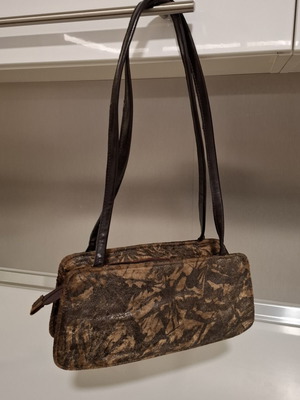 Vintage Jianni Lesal shoulder bag used, velvet style, black and brown