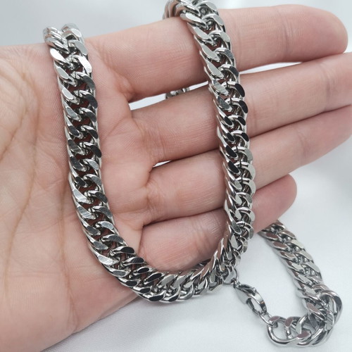 Stainless Steel Curb Chain Necklace 50 cm new, silver