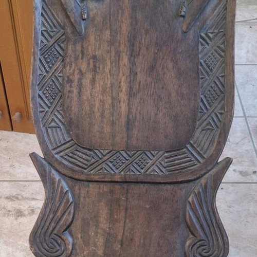 African handmade wooden chairs used, set of 2