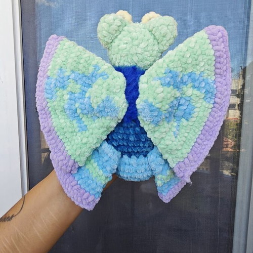 Knitted Night Butterfly plush toy, like new, velvet yarn
