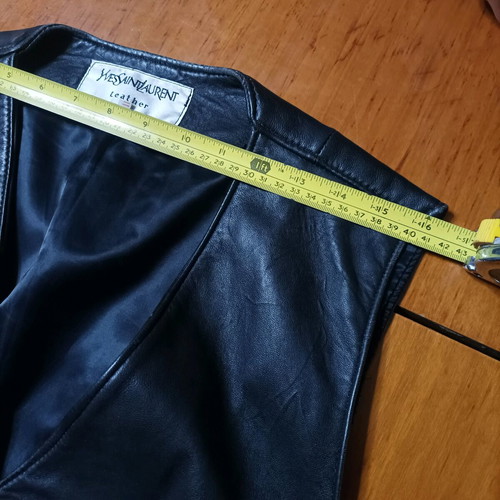 Γιλέκο δερμάτινο YSL vintage σαν καινούργιο, μαύρο, Νο 52